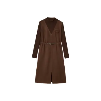SHUIYUNJIAN Long Sleeved Dresses Women's Coffee