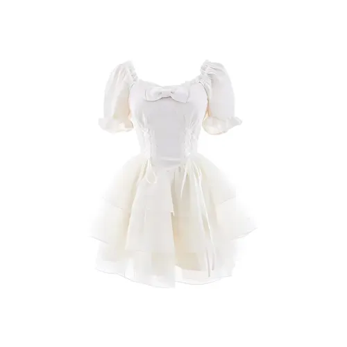 PAIN OR PLEASURE Short-Sleeved Dresses Women's Apricot