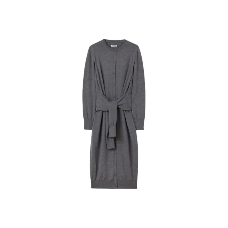 JIL SANDER Tie fastening Wool Dress-0