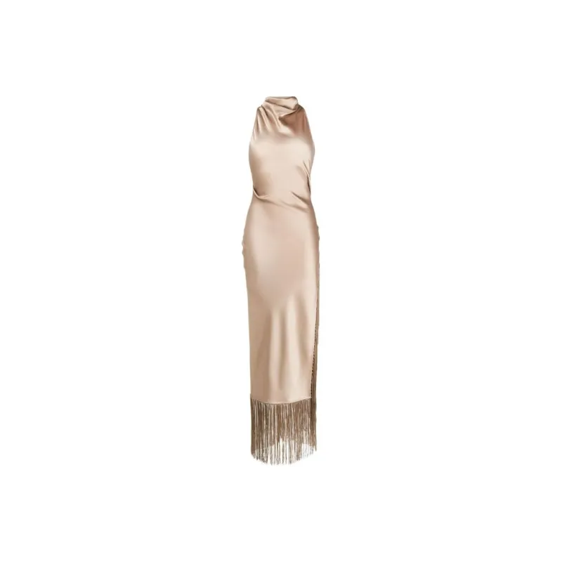 NANUSHKA High-neck Fringed Evening Dress-0