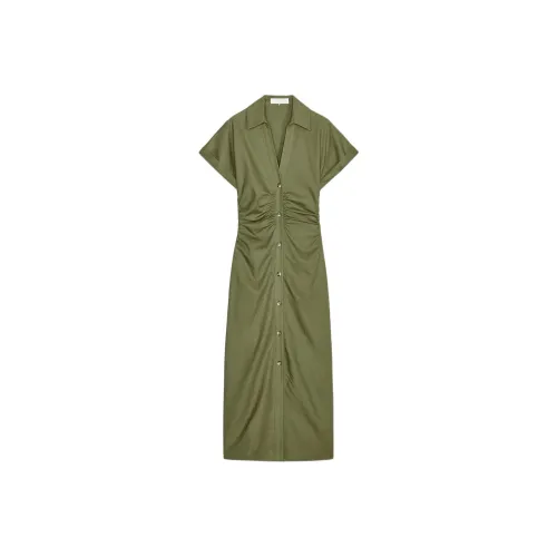 ZARA Short Sleeved Dress Women's Dark Khaki