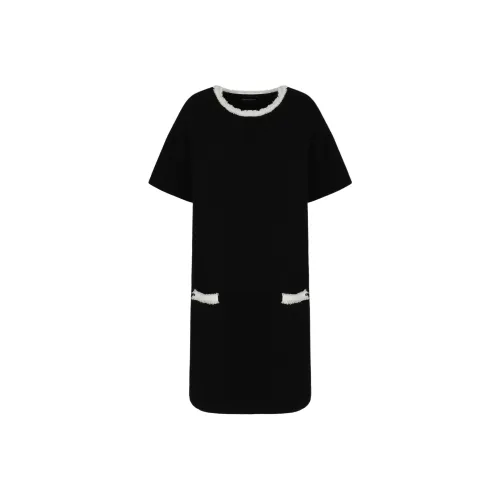 EMPORIO ARMANI Ottoman Fabric Dress With Fringed Details