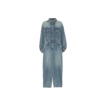 Zimmermann Illustration Long Sleeved Denim Jumpsuit