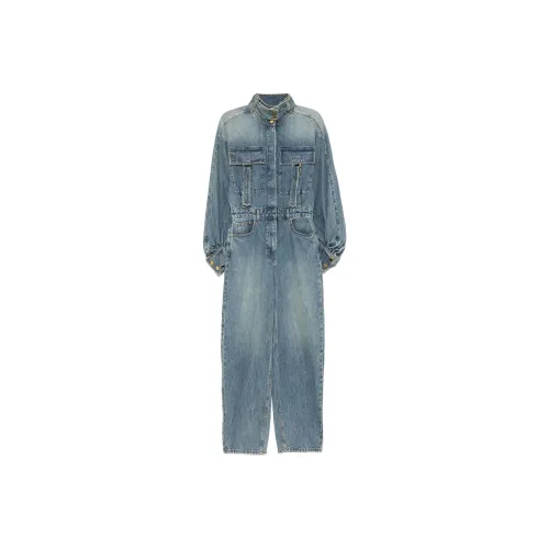 Zimmermann Illustration Long Sleeved Denim Jumpsuit