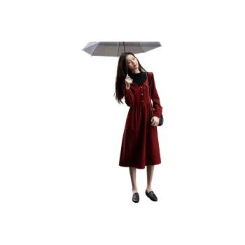 【dme】 Long Sleeved Dresses Women's Berry Red