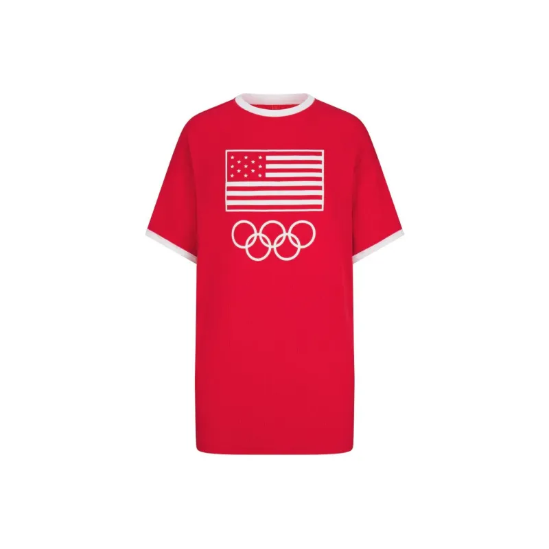 Skims USA Olympic Team Co-branded Short-Sleeved Dresses Women's RED/Red-0