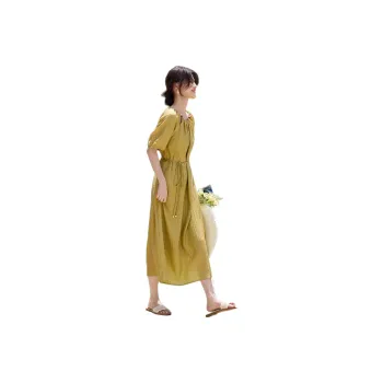 XWI SS24 Short Sleeved Dress Women's Yellow Green