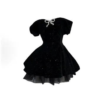 POPO.INFO Short Sleeved Dress Women's Black