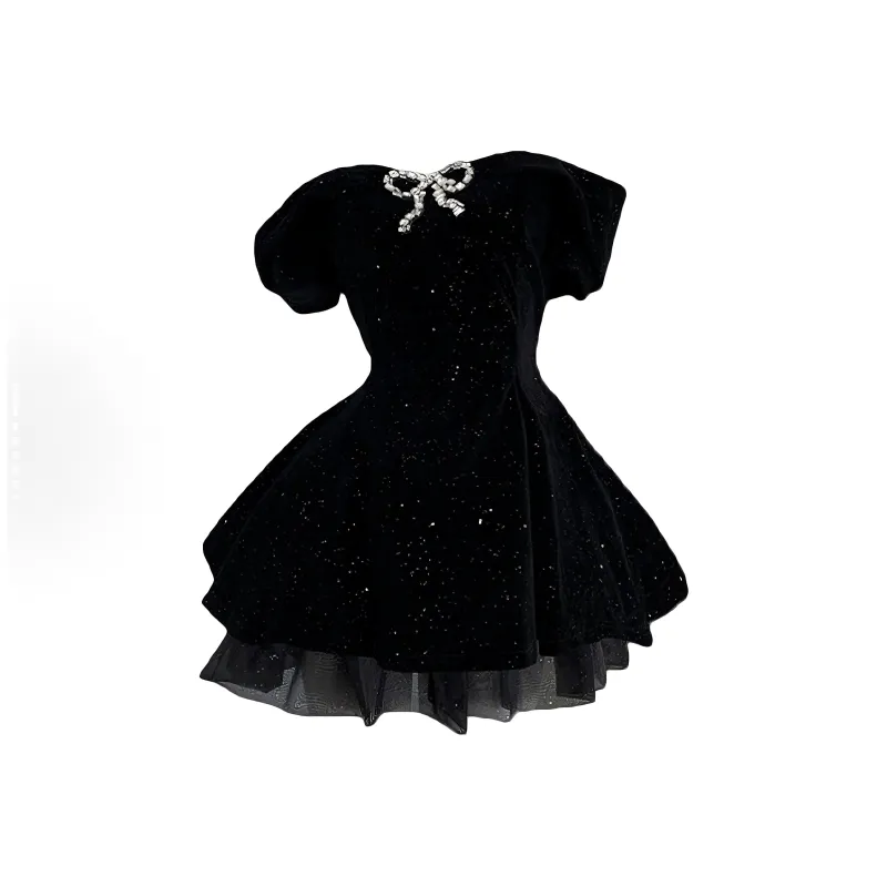 POPO.INFO Short Sleeved Dress Women's Black-0
