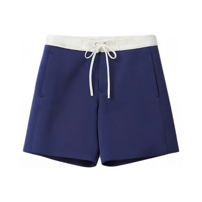 MIU MIU Contrasting Waistband Drawstring Satin Shorts-0