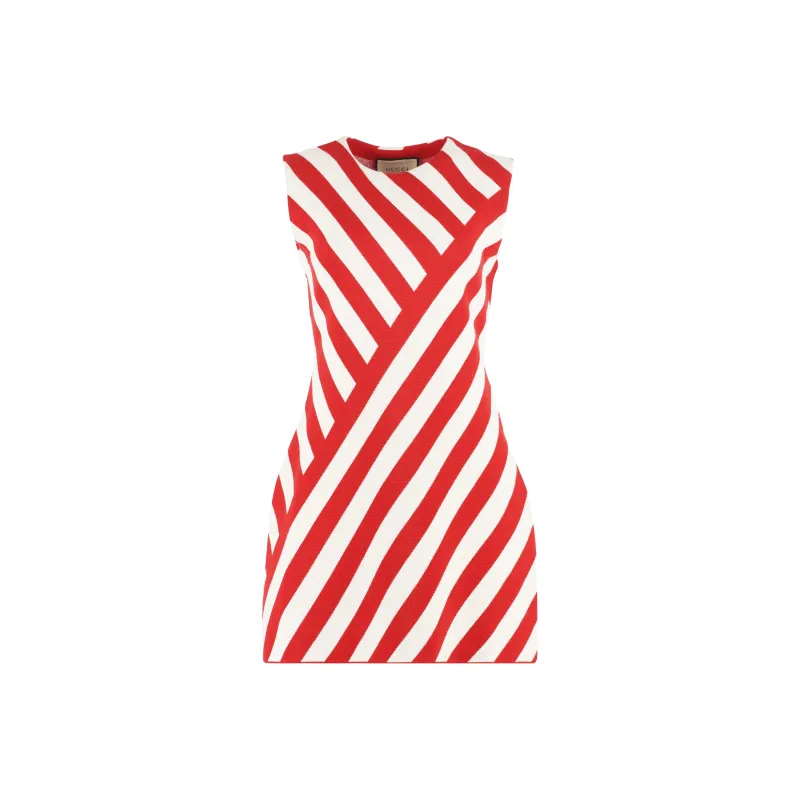 GUCCI Striped Jacquard Sleeveless Dress-0