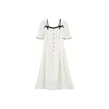 XIANGYING Short-Sleeved Dresses Women's Beige