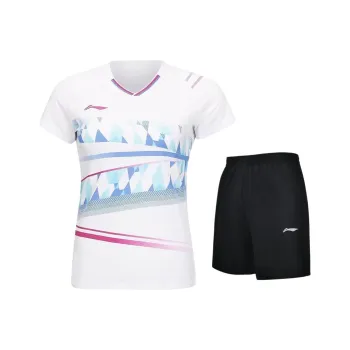 LINING Casual Suits Women's Set White Short-Sleeved Shirt+Black Shorts