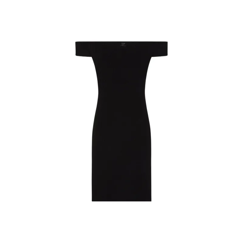 COURREGES Off shoulder Ribbed Minidress-0