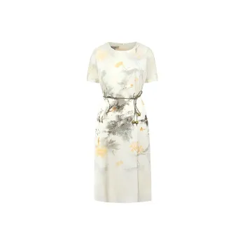 BBLLUUEE Short Sleeved Dress Women's Vanilla Apricot
