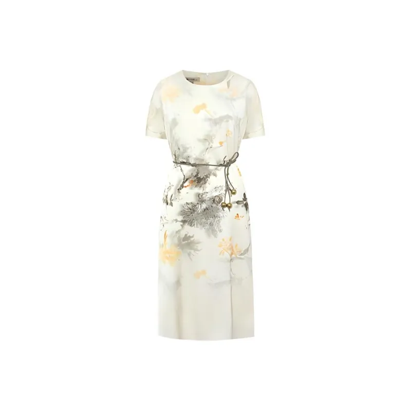 BBLLUUEE Short Sleeved Dress Women's Vanilla Apricot-0