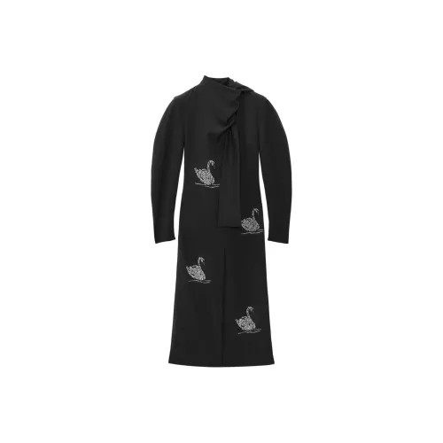 MSGM Swan Embellished Scarf Detailed Maxi Dress