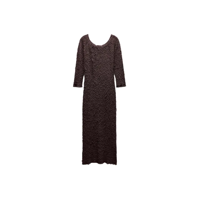 ZARA Long Sleeved Dress Women's Eggplant Purple-0