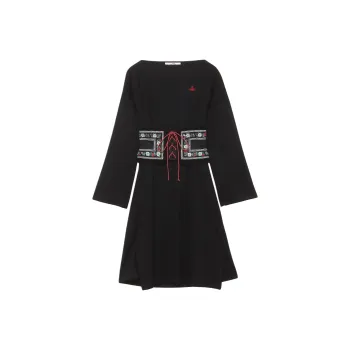 Vivienne Westwood Middle Washable Jersey Tyre Corset Dress Long-Sleeved Dresses Women's Black