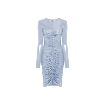 NORMA KAMALI V Neck Shirred Front Dress