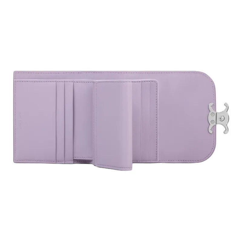 CELINE Triomphe Suede Wallet Trumpets Women's Purple-3