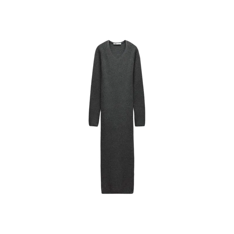 ZARA Long Sleeved Dress Women's Gray-0