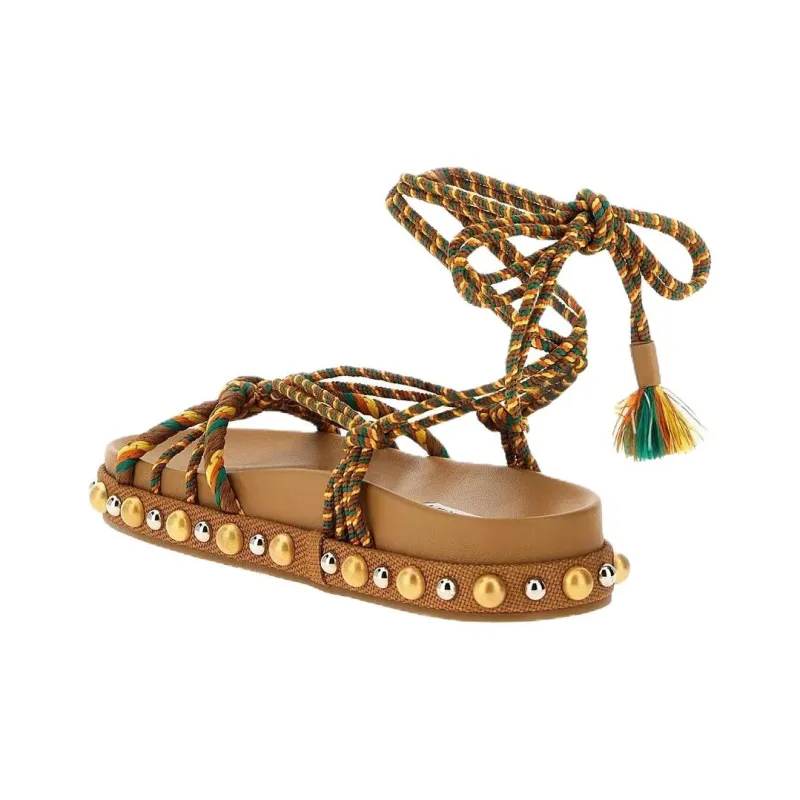 AQUAZZURA Tropical One Strap Sandals Women's Brown-3