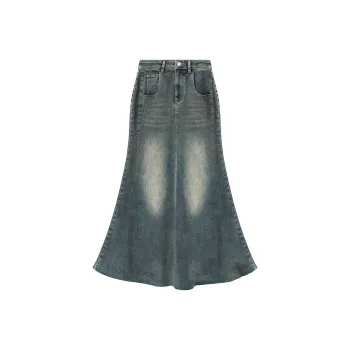 THE SEA LIFE Denim Long Skirt Women's Product Moon Blue