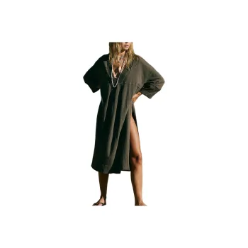 FREE PEOPLE Allora Tunic Long-Sleeved Dresses Women's Dark Grey/Dark Gray
