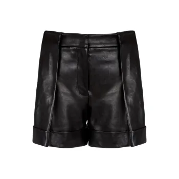 BALMAIN Pleated Leather Shorts