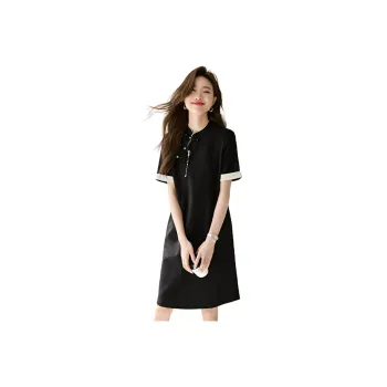 Mo Han Yi Mei SS24 Short Sleeved Dresses Women's Black & Green