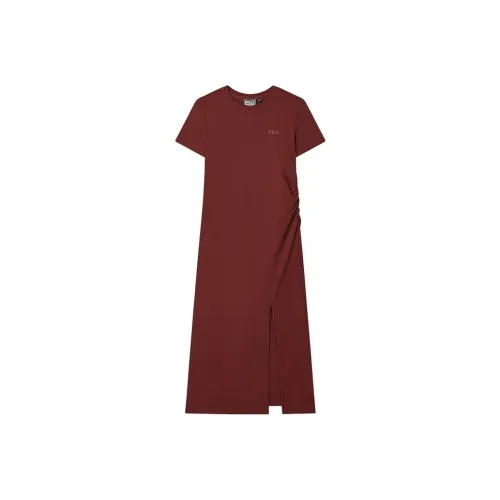 FILA SS25 Short Sleeved Dresses Women's Reddish Brown BN