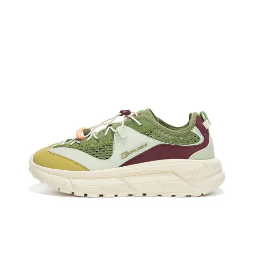 Erke Breathable And Lightweight Low Top Casual Shoes Women's Beige Green Red
