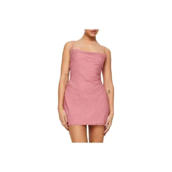PRINCESS POLLY CELENA MINI DRESS DUSTY PINK / FLORAL Slip Dresses Women's Dusty Pink/Gray Pink