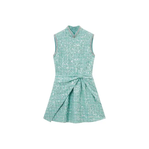 Self portrait Sleeveless Dress Women's Green Mixed Color