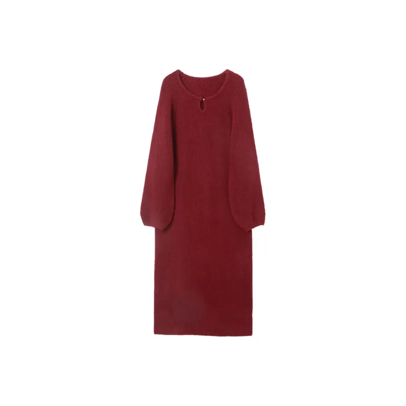 3COLOUR Long Sleeved Dresses Women's Cherry Red-0