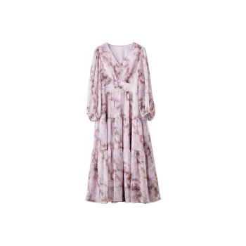 XIANGYING Long Sleeved Dress Women's Purple