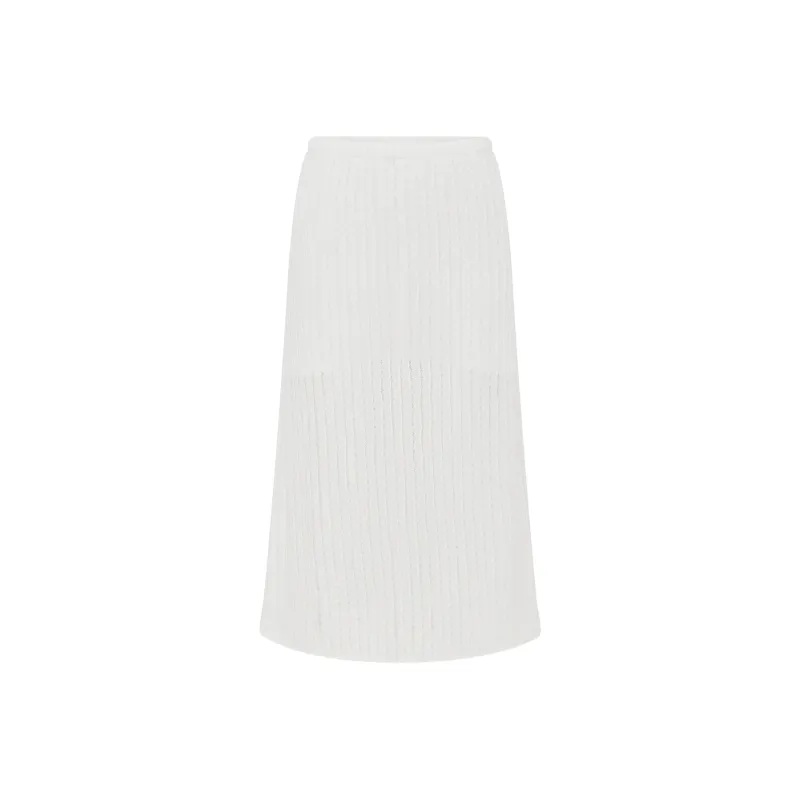 WITH JEAN FW24 Loulou Midi Skirt Knit Long Skirts Women's WHITE/White-0