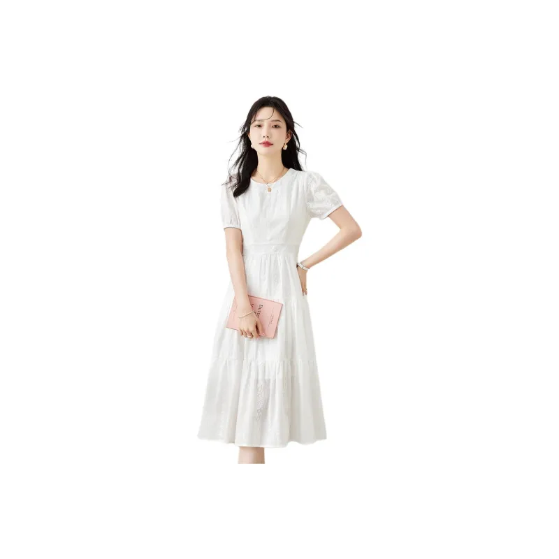 TERRE BLEUE Short Sleeved Dress Women's White-0