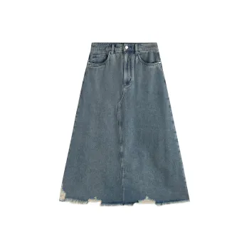 FUN FW24 Denim Long Skirts Women's Denim Blue