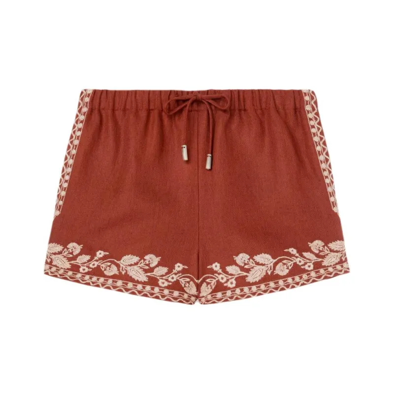 Loro Piana SS24 Casual Shorts Women's Black Sugar Brown Red-0