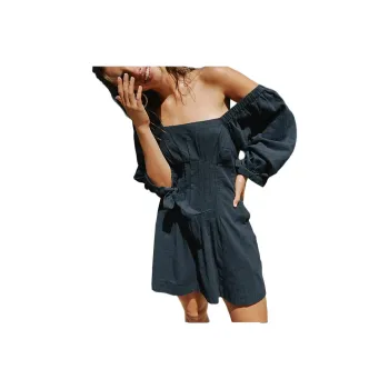 FREE PEOPLE Cerise Mini Short-Sleeved Dresses Women's Black