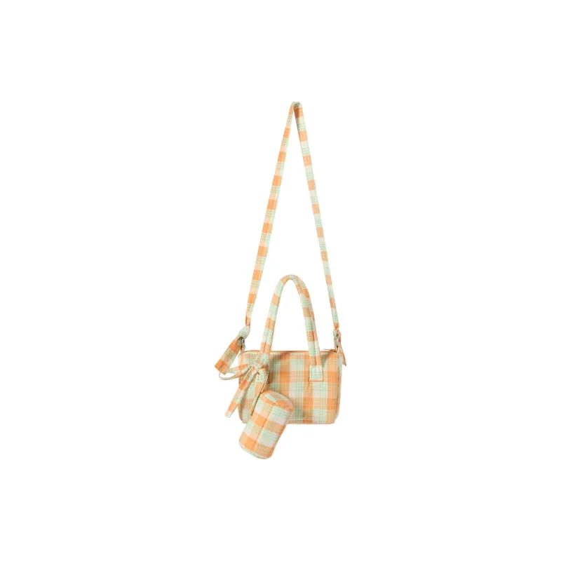 MostwantedLab Combed Cotton Shoulder Bag, Crossbody Bag, Handbag Regular Women's Warm Orange/Mint Green-1