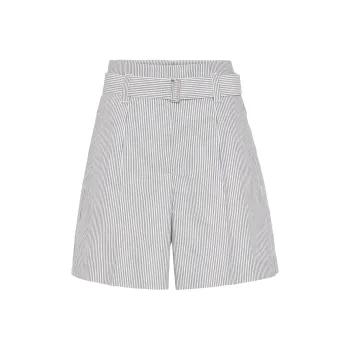 Brunello Cucinelli Monili embellished Striped Shorts