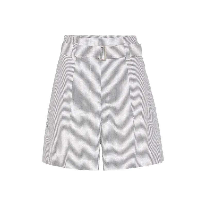 Brunello Cucinelli Monili embellished Striped Shorts-0