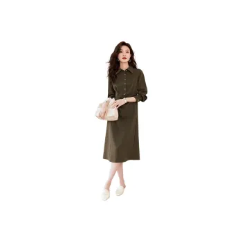 Mo Han Yi Mei Long Sleeved Dresses Women's Mocha