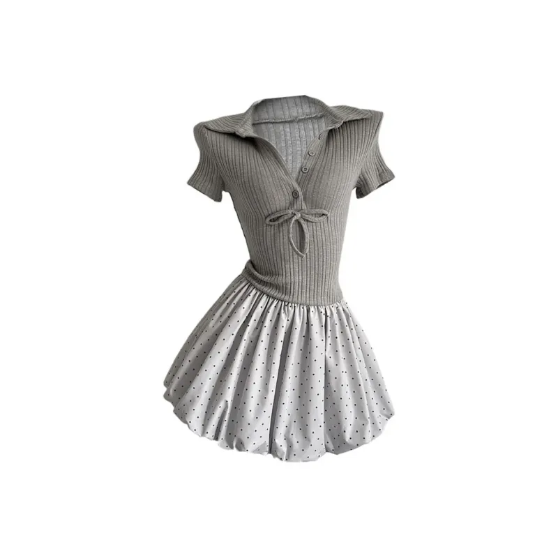 ZWTX STUDIO Short Sleeved Dress Women's Gray-0