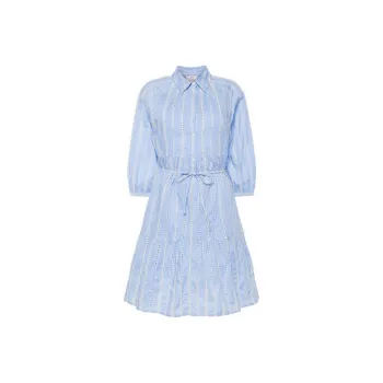 WOOLRICH Broderie Anglaise Tied Waist Shirt Dress