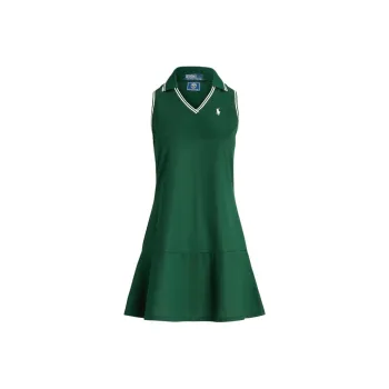 Polo Ralph Lauren Wimbledon Tennis Open Collection SS24 Sleeveless Dress Women's Moss Agate