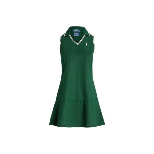 Polo Ralph Lauren Wimbledon Tennis Open Collection SS24 Sleeveless Dress Women's Moss Agate